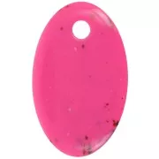 Pendentif ovale en acrylique opaque 32.5x20 mm - Fuchsia tacheté x1