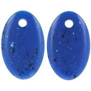 Pendentif ovale en acrylique opaque 32.5x20 mm - Bleu foncé granit x1