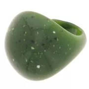 Bague bombée effet bulle en acrylique opaque - Taille 54 - Olive granit x1