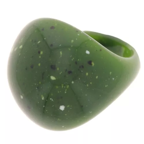 Bague bombée effet bulle en acrylique opaque - Taille 54 - Olive granit x1