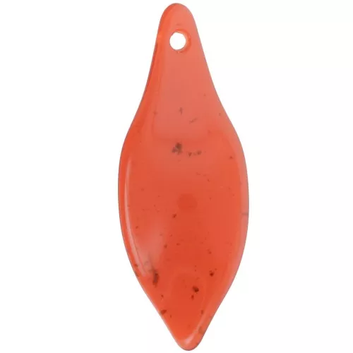 Pendentif feuille incurvé en acrylique 39.5x15 mm - Brique granit x1