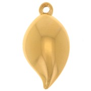 Pendentif intercalaire feuille bombé 20x11 mm - Acier inoxydable 304L Doré x2