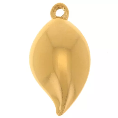 Pendentif intercalaire feuille bombé 20x11 mm - Acier inoxydable 304L Doré x2