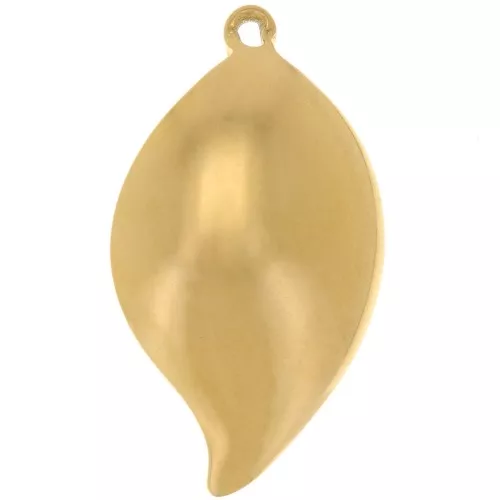Pendentifs feuille bombé 28x16 mm - Acier inoxydable 304L Doré x2