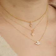 Pendentif pétale 7.5x14 mm avec oxydes de zirconium - Plaqué Or 3 microns x1