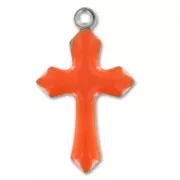 Breloques croix résine époxy 21,5 mm Orange x10