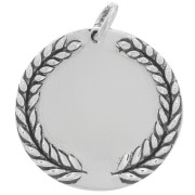 Pendentif médaille couronne de laurier 20 mm avec anneau fermé - Argent 925 x1|raw }}