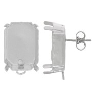 Clous d'oreilles rectangles sertis PureCrystal 4627 18x13 mm - Rhodié x2