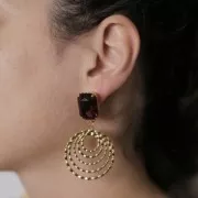 Clous d'oreilles rectangles sertis PureCrystal 4627 18x13 mm - Rhodié x2