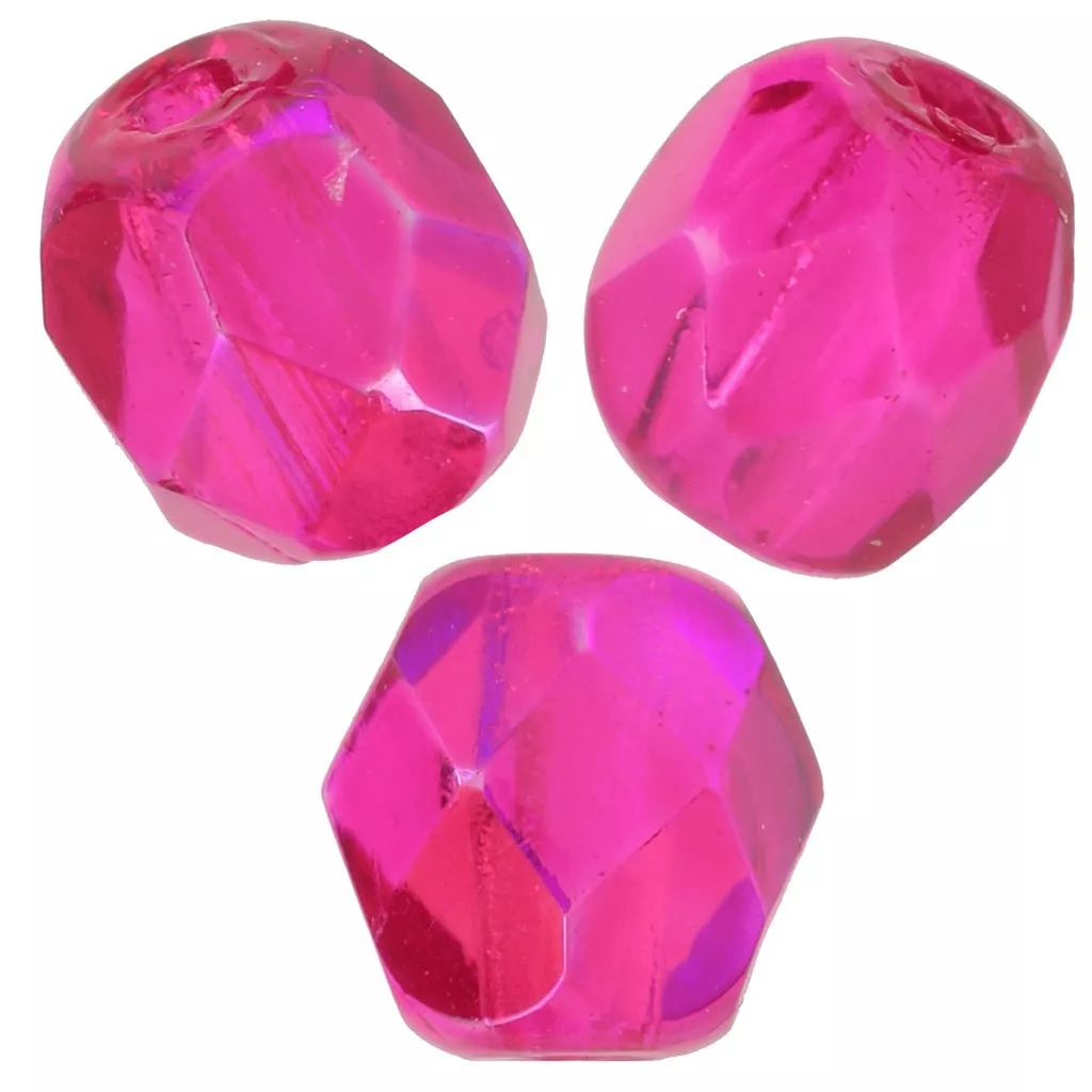 100 Perles Facettées Bohème Fuchsia 3mm - Marque Preciosa, Pour Création De Bijoux