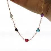 Intercalaire coeur 15x8 mm en pierre gemme - Doré à l'or fin - Amethyste x1