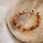 Intercalaire coeur 15x8 mm en pierre gemme - Doré à l'or fin - Aventurine x1