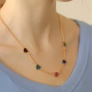 Intercalaire coeur 15x8 mm en imitation pierre gemme - Doré à l'or fin - Turquoise