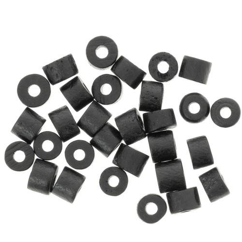Perles tube style Heishi 4x3 mm en os teinté - Noir x50