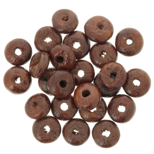 Perles rondelles Heishi 6.5x3 mm en bois - Marron foncé x100