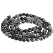 Perles rondes facettées 4 mm pierre gemme - Obsidienne mouchetée x36cm
