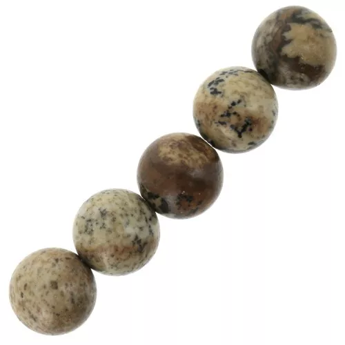 Perles rondes 6 mm pierre gemme Jaspe Paysage x15
