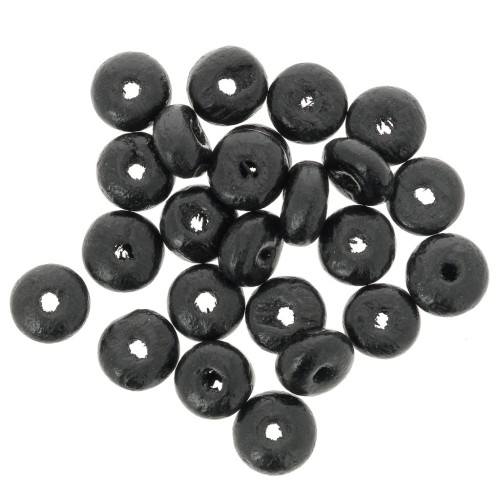 Perles rondelles Heishi 6.5x3 mm en bois - Noir x100