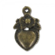 Breloques coeur Ex-voto fleur 18,5 mm bronze x8