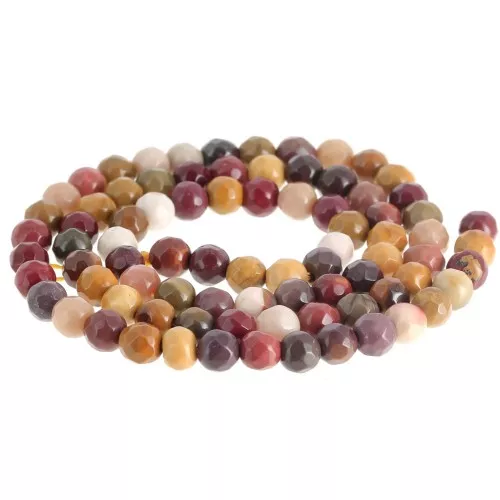 Perles rondes facettées 4 mm pierre gemme - Jaspe Mokaite x36cm