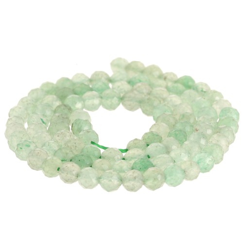 Perles rondes facettées 4 mm pierre gemme - Aventurine x38cm