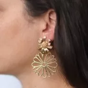 Pendentif fleur évidée 40 mm - Placage Argent fin x1