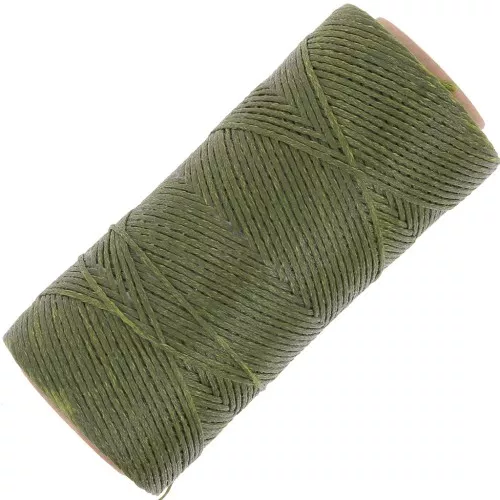 Bobine de fil plat ciré Linhasita pour macramé 1.4 mm - Olive Green (88) x167m
