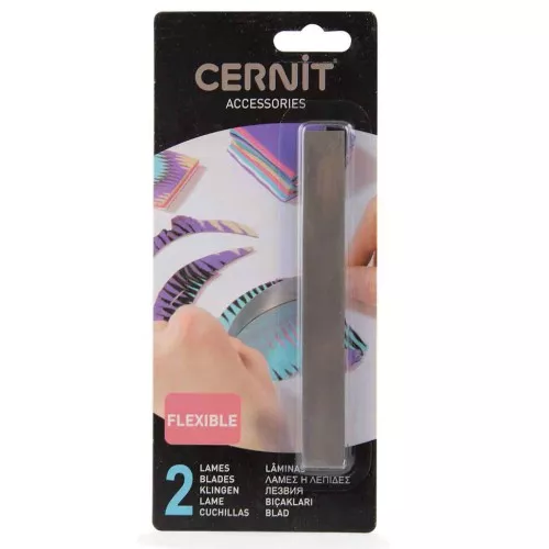 Set de 2 lames flexibles de coupe pour pâte polymère avec 1 poignée x1