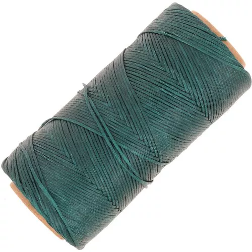 Bobine de fil plat ciré Linhasita pour macramé 1.4 mm - Emeraude (386) x167m