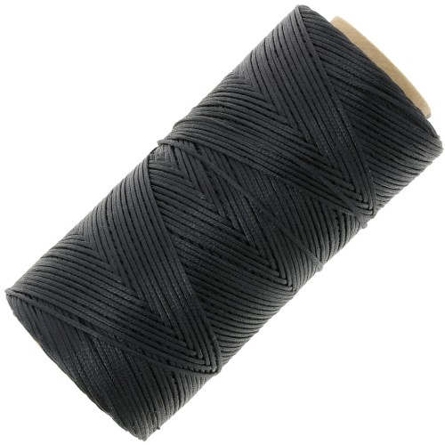 Bobine de fil plat ciré Linhasita pour macramé 1.4 mm - Black (PRETO) x167m