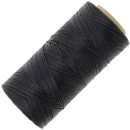 Bobine de fil plat ciré Linhasita pour macramé 1.4 mm - Black (PRETO) x167m