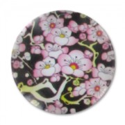 Cabochon plat décoré 20 mm Fleurs Cerisier x1|raw }}