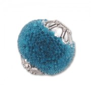 Perle ronde incrustée de perles avec coupelles 15 mm Turquoise x1|raw }}