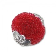 Perle ronde incrustée de perles avec coupelles 15 mm Rouge x1|raw }}