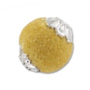 Perle ronde incrustée de perles avec coupelles 15 mm Jaune x1|raw }}