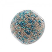 Perle ronde incrustée de perles 14 mm Beige/Bleu x1|raw }}