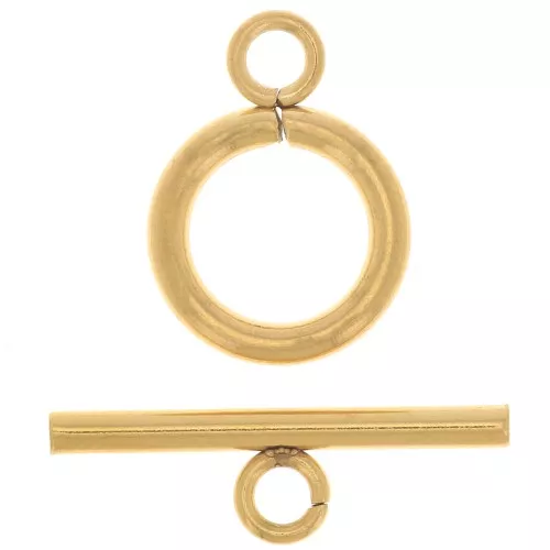 Fermoir T pour bracelet ou collier 12mm - Acier inoxydable 304L Doré x1