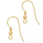 Crochets d'oreilles boule 16.5 mm - Argent 925 Doré à l'or fin x2