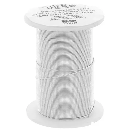 Fil de cuivre semi-dur 0.64 mm - Argenté anti-ternissement x18.3m