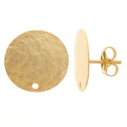 Clous d'oreilles ronds 15.5 mm effet martelé - Doré à l'or fin x2|raw }}