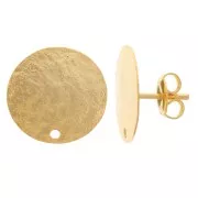 Clous d'oreilles ronds 15.5 mm effet martelé - Doré à l'or fin x2