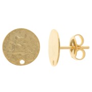 Clous d'oreilles ronds 10.5 mm effet martelé - Doré à l'or fin x2|raw }}