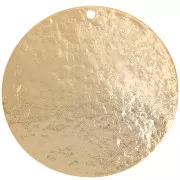 Pendentif rond martelé 30 mm - Doré à l'or fin x1