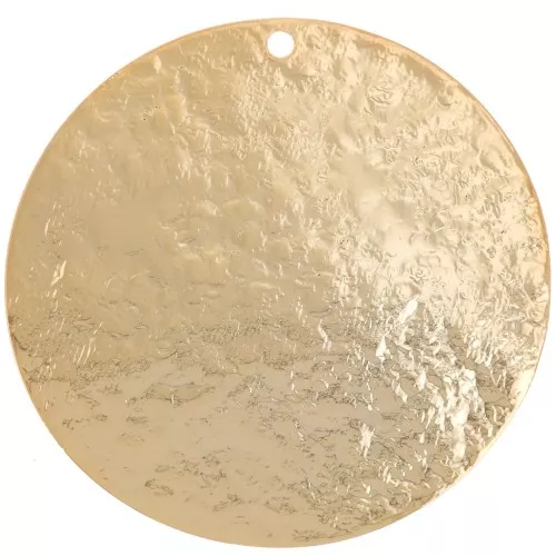 Pendentif rond martelé 30 mm - Doré à l'or fin x1