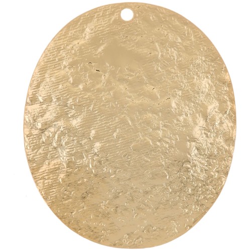 Pendentif ovale martelé 30x25 mm - Doré à l'or fin x1
