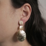 Pendentif ovale martelé 30x25 mm - Doré à l'or fin x1