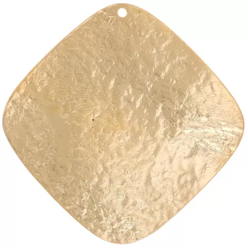 Pendentif losange martelé 39x39 mm - Doré à l'or fin x1