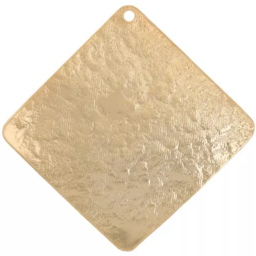 Pendentif losange martelé 35x35 mm - Doré à l'or fin x1