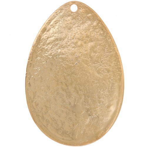 Pendentif goutte martelé 39x27.5 mm - Doré à l'or fin x1