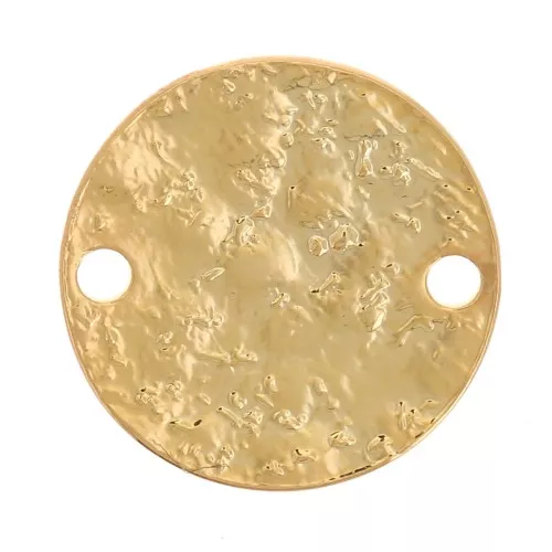 Intercalaire rond 10.5 mm effet martelé - Doré à l'or fin x1